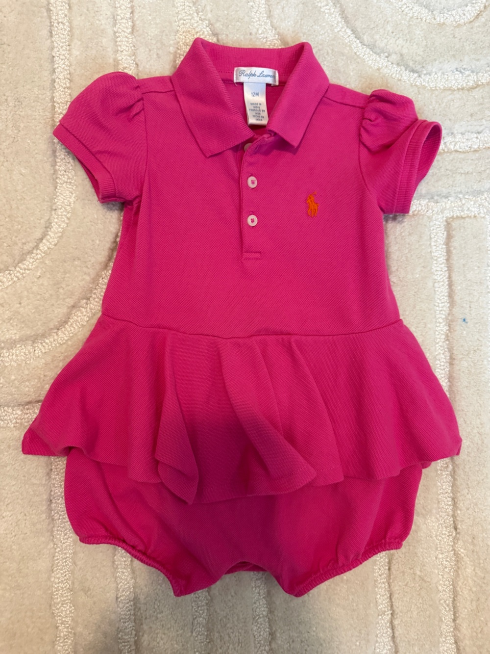 Ralph Lauren Bright Pink Polo Dress with Orange Pony